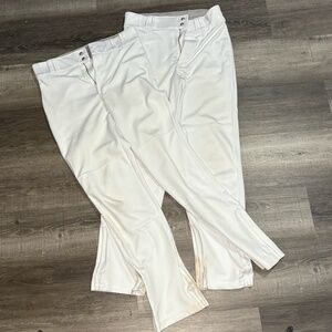 2 Pairs - Champro Mens Open Bottom Baseball Pants - White - size S small